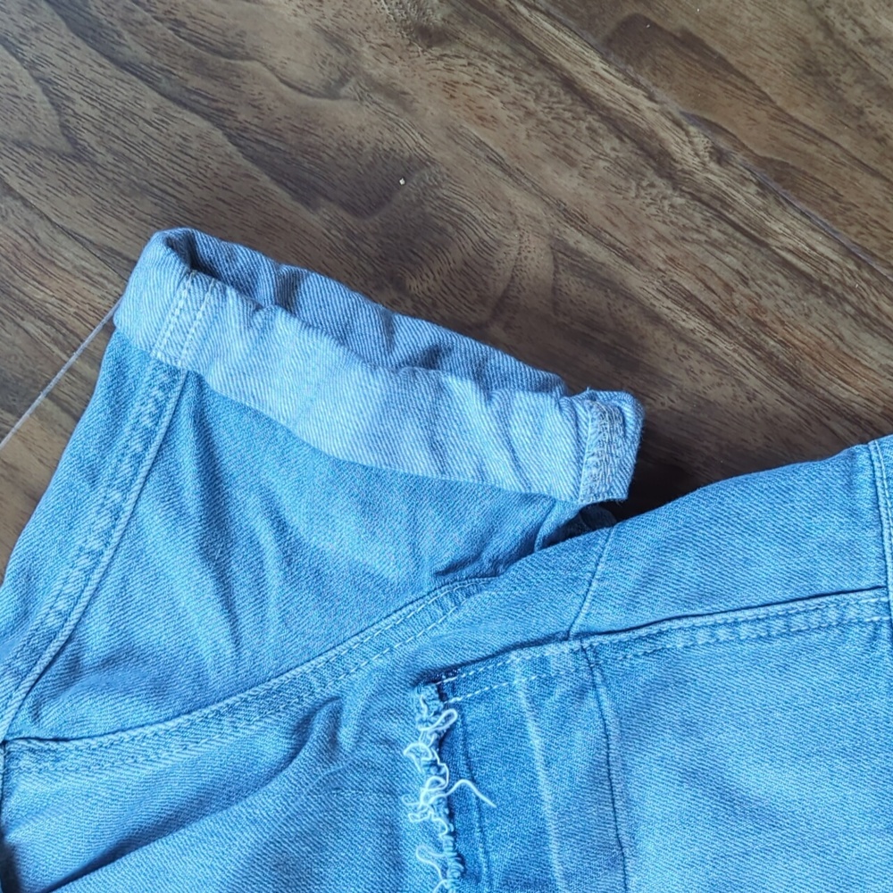7 For All Mankind Short Sleeve Popover Denim Mini Dress - Picture 6 of 9